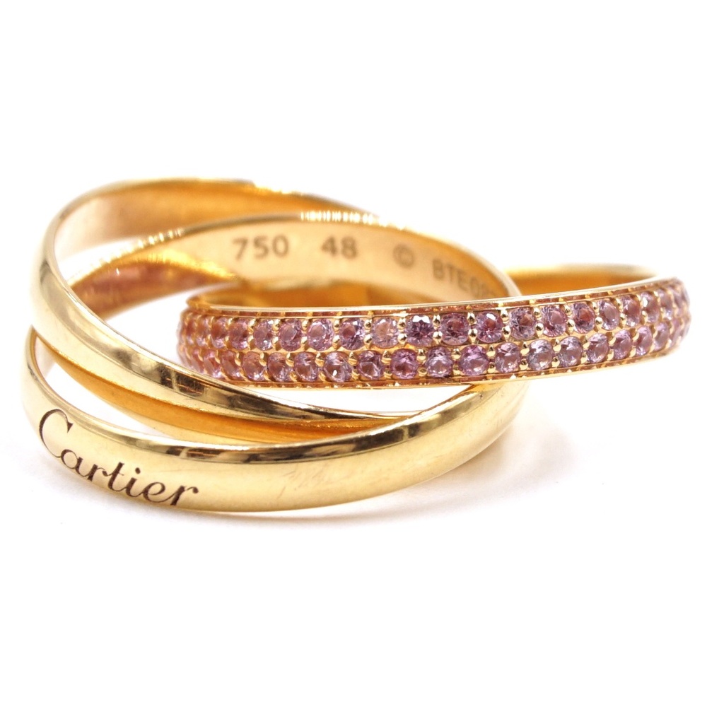 18k 750 Trinity Sapphire Stones Size 48 4.5 Ring - Picture 7 of 8